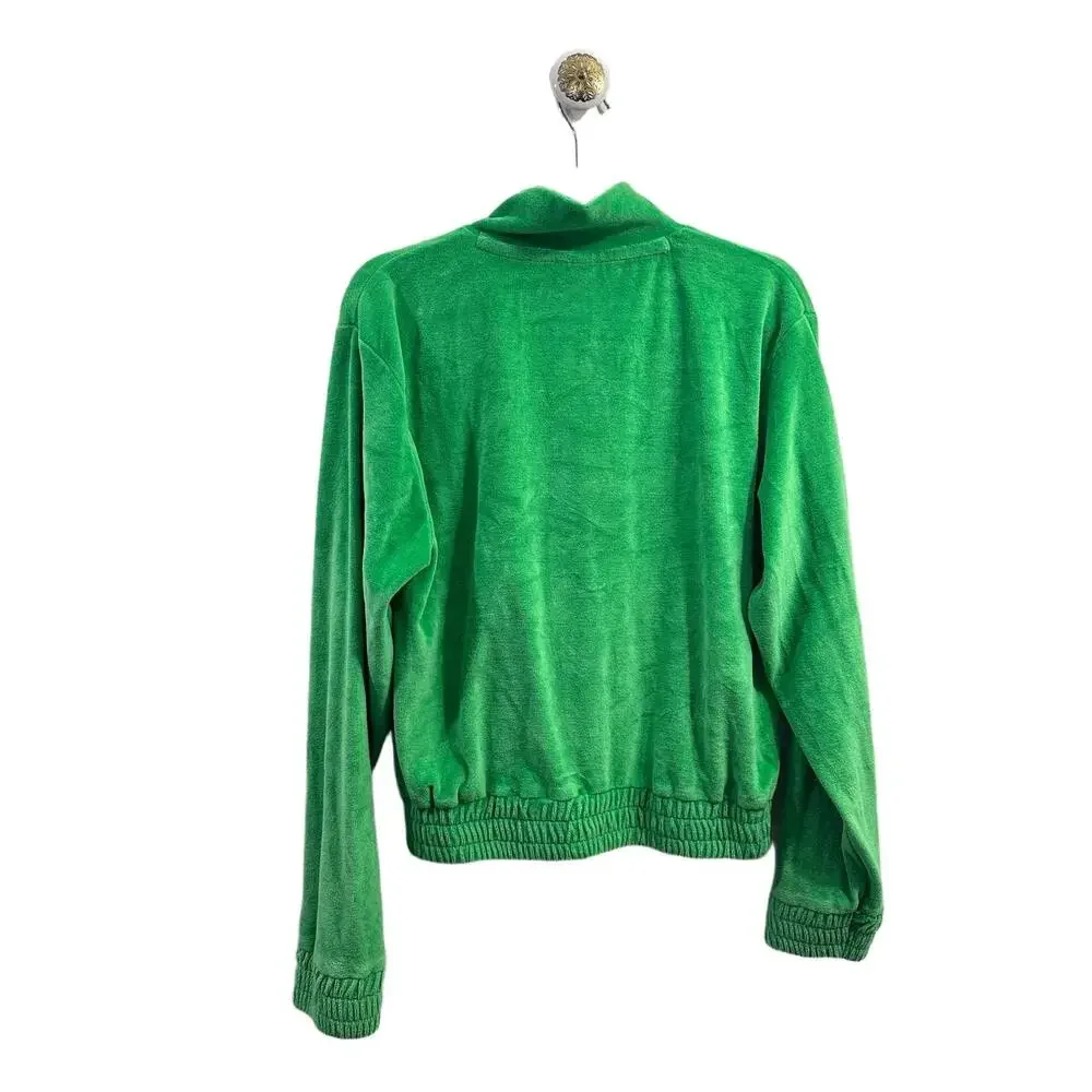 Iets Frans x Urban Outfitters Velour Jacket Woman Sz Medium Green Elastic Cuffs